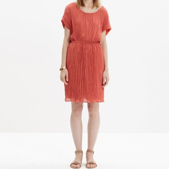 MADEWELL Artemis Pleated Dress S NWT $178 Brick - Picture 2 of 8